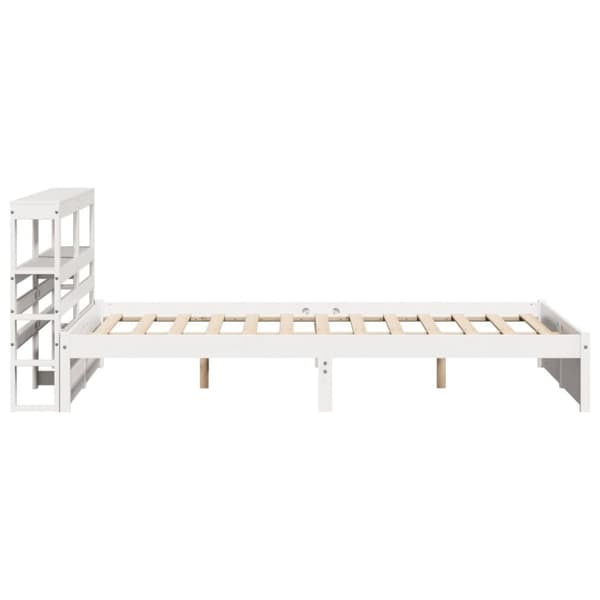 vidaXL sengeramme med sengegavl 150x200 cm massivt fyrretræ hvid