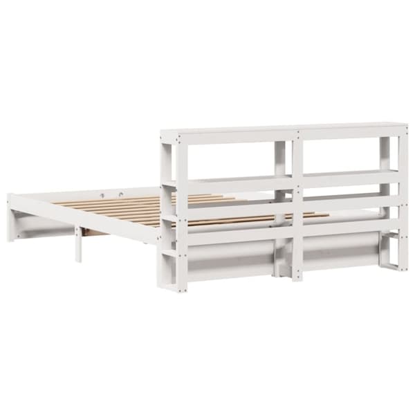 vidaXL sengeramme med sengegavl 150x200 cm massivt fyrretræ hvid