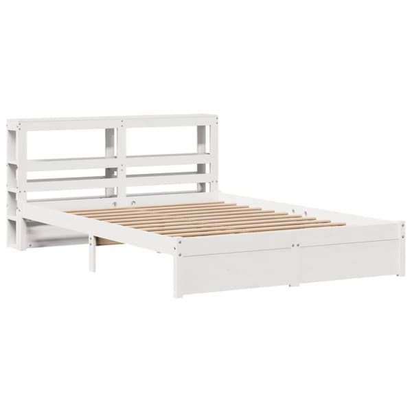 vidaXL Sengeramme med hodegavl hvit 160x200 cm heltre furu