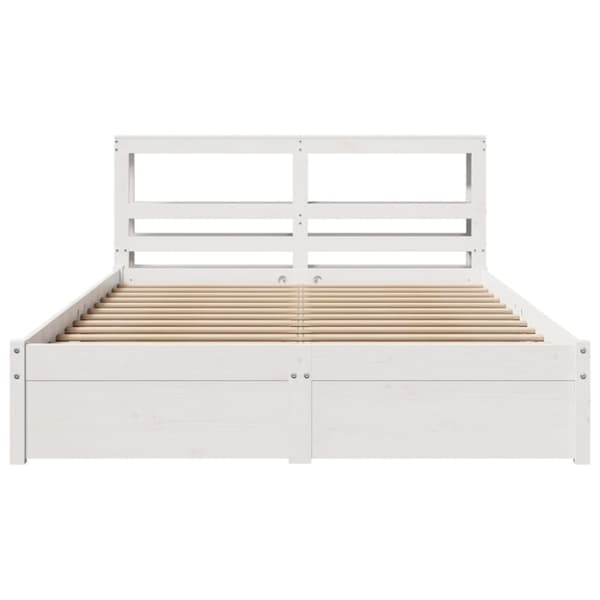 vidaXL Sengeramme med hodegavl hvit 160x200 cm heltre furu