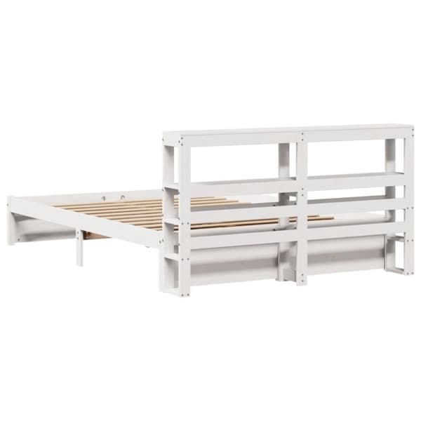 vidaXL Sengeramme med hodegavl hvit 160x200 cm heltre furu