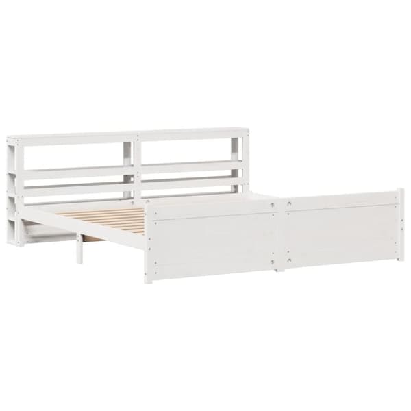 vidaXL Sengeramme med hodegavl hvit 200x200 cm heltre furu