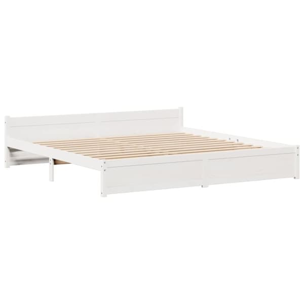 vidaXL Sengeramme med hodegavl hvit 200x200 cm heltre furu