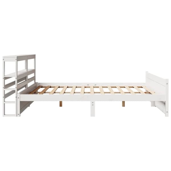 vidaXL Sengeramme med hodegavl hvit 200x200 cm heltre furu