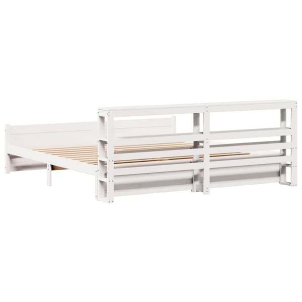 vidaXL Sengeramme med hodegavl hvit 200x200 cm heltre furu