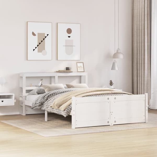 vidaXL Sengeramme med hodegavl hvit 140x200 cm heltre furu