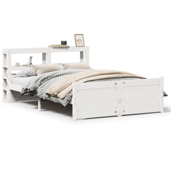 vidaXL Sengeramme med hodegavl hvit 140x200 cm heltre furu