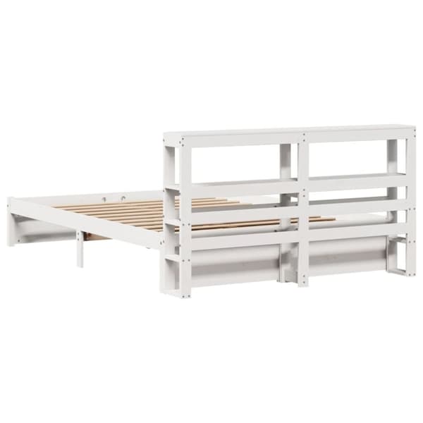 vidaXL Sengeramme med hodegavl hvit 140x200 cm heltre furu