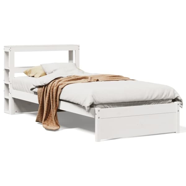 vidaXL Sengeramme med hodegavl hvit 100x200 cm heltre furu