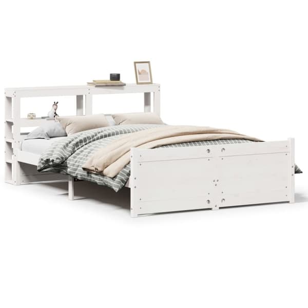 vidaXL Sengeramme med hodegavl hvit 160x200 cm heltre furu