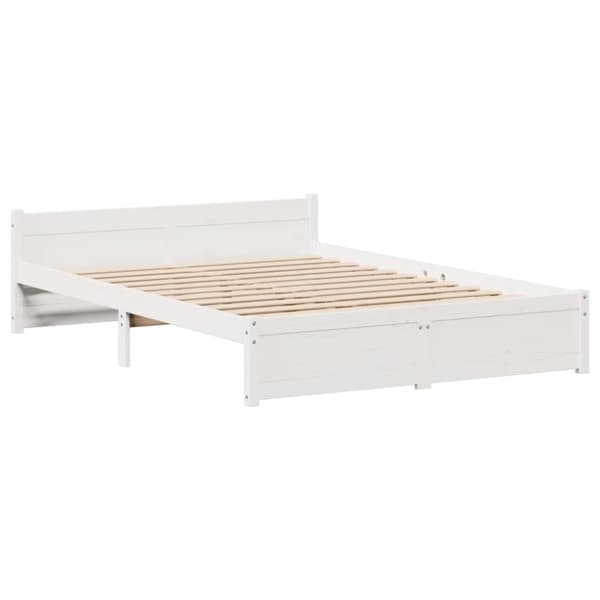 vidaXL Sengeramme med hodegavl hvit 160x200 cm heltre furu