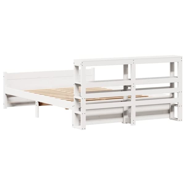 vidaXL Sengeramme med hodegavl hvit 160x200 cm heltre furu