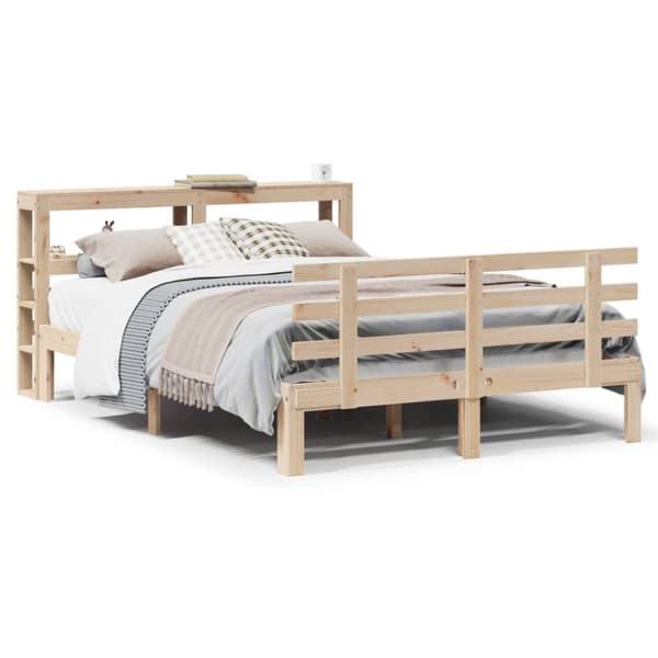 vidaXL Sengeramme med hodegavl 150x200 cm heltre furu