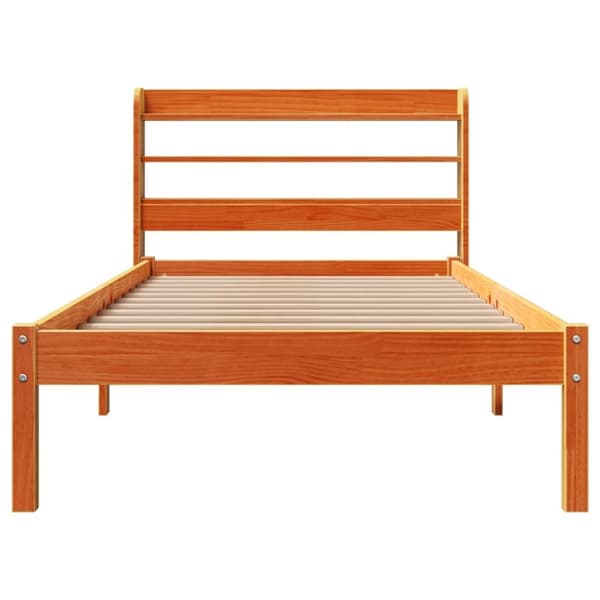 vidaXL sengeramme med sengegavl 90x190 cm massivt fyrretræ gyldenbrun