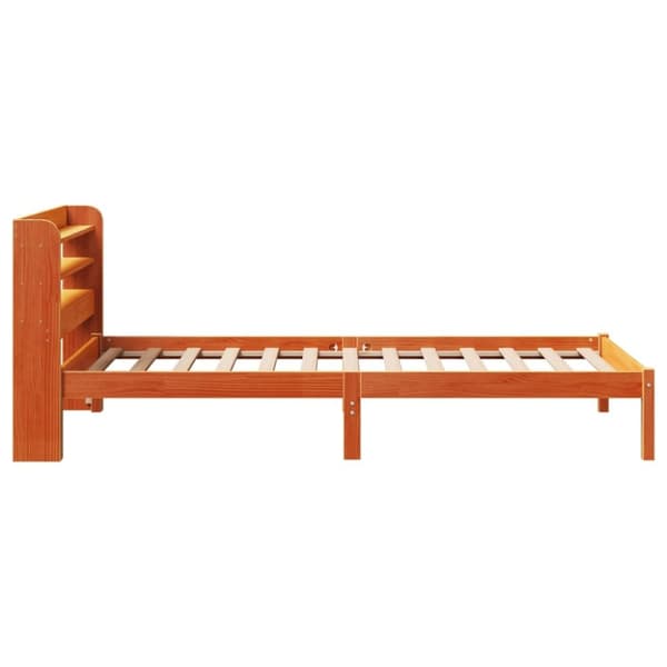 vidaXL sengeramme med sengegavl 90x190 cm massivt fyrretræ gyldenbrun