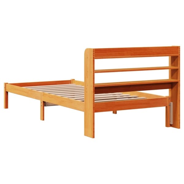 vidaXL sengeramme med sengegavl 90x190 cm massivt fyrretræ gyldenbrun