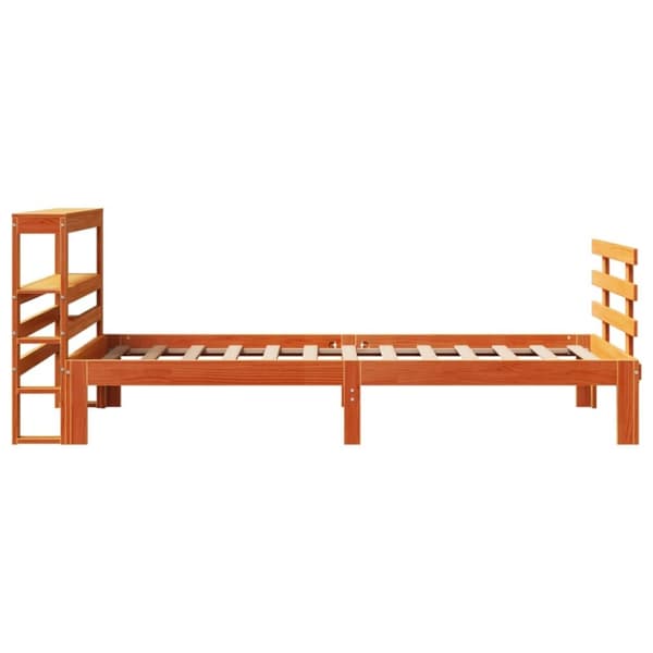vidaXL sengeramme med sengegavl 90x200 cm massivt fyrretræ gyldenbrun