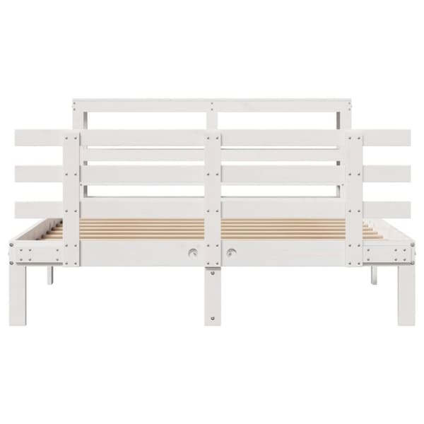 vidaXL Sengeramme med hovedgærde uden madras Hvid 160x200 cm