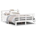 Miniatyrbilde 1 av 11: vidaXL Sengeramme med hodegavl hvit 140x190 cm heltre furu