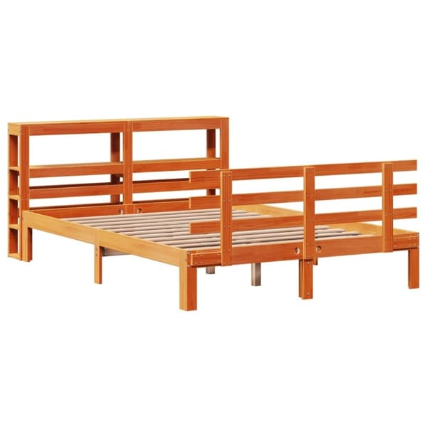vidaXL Sengeramme med hodegavl voksbrun 150x200 cm heltre furu