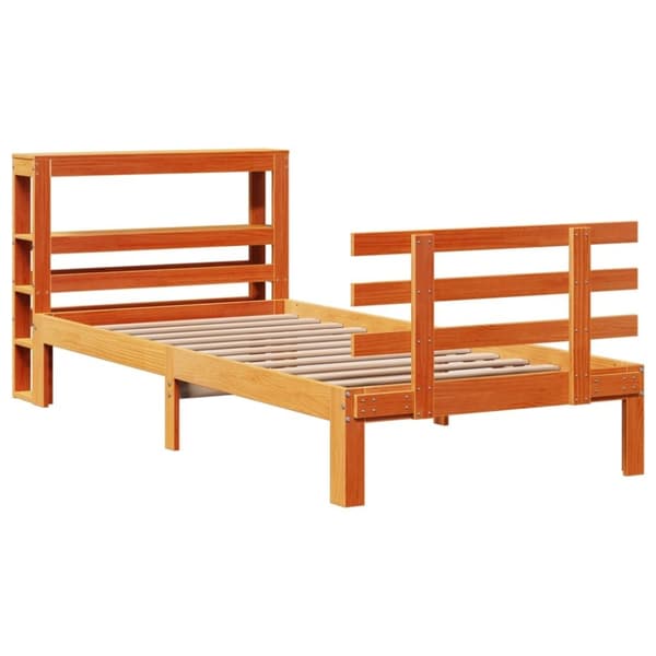 vidaXL Sengeramme med hodegavl voksbrun 75x190 cm heltre furu