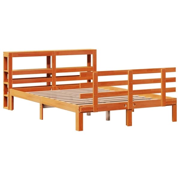 vidaXL Sengeramme med hodegavl voksbrun 140x190 cm heltre furu