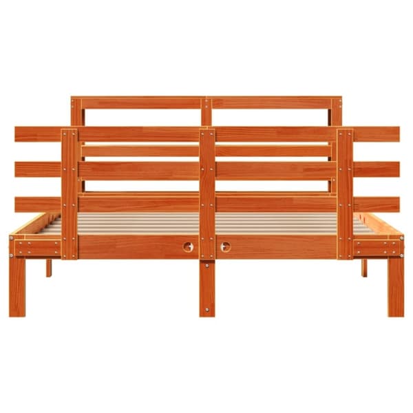 vidaXL Sengeramme med hodegavl voksbrun 140x190 cm heltre furu