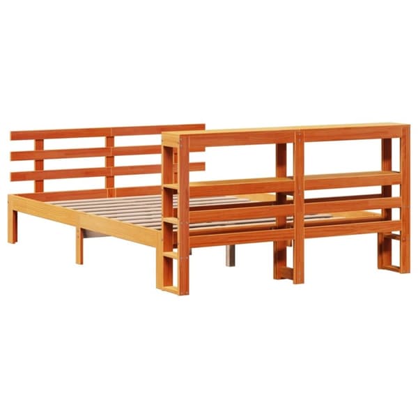 vidaXL Sengeramme med hodegavl voksbrun 140x190 cm heltre furu