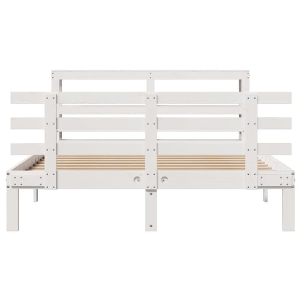 vidaXL Sängram med huvudgavel utan madrass vit 140x200 cm