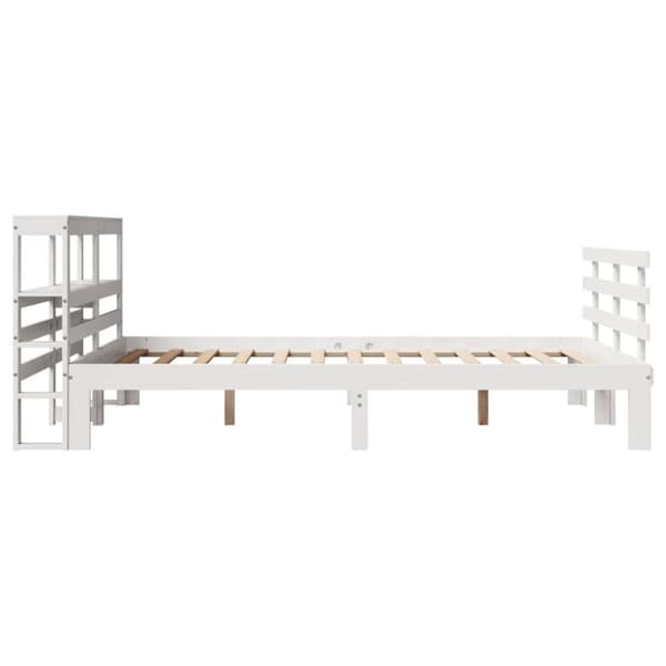 vidaXL Sängram med huvudgavel utan madrass vit 140x200 cm