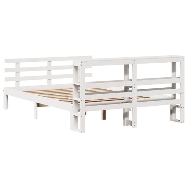 vidaXL Sängram med huvudgavel utan madrass vit 140x200 cm