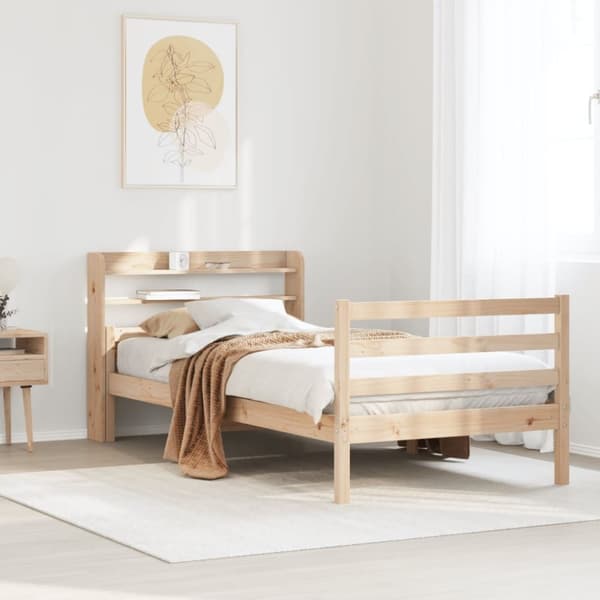vidaXL Sengeramme med hodegavl 75x190 cm heltre furu