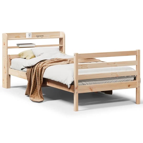 vidaXL Sengeramme med hodegavl 75x190 cm heltre furu