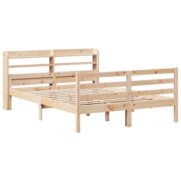 vidaXL Sängram med huvudgavel 140x190 cm massiv furu