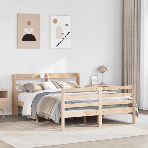 vidaXL Sängram med huvudgavel 140x190 cm massiv furu