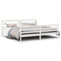 Miniatyrbilde 3 av 11: vidaXL Sengeramme med hodegavl hvit 200x200 cm heltre furu