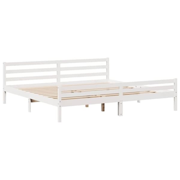vidaXL Sengeramme med hodegavl hvit 200x200 cm heltre furu