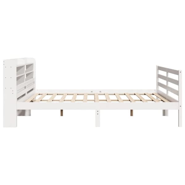 vidaXL Sengeramme med hodegavl hvit 200x200 cm heltre furu