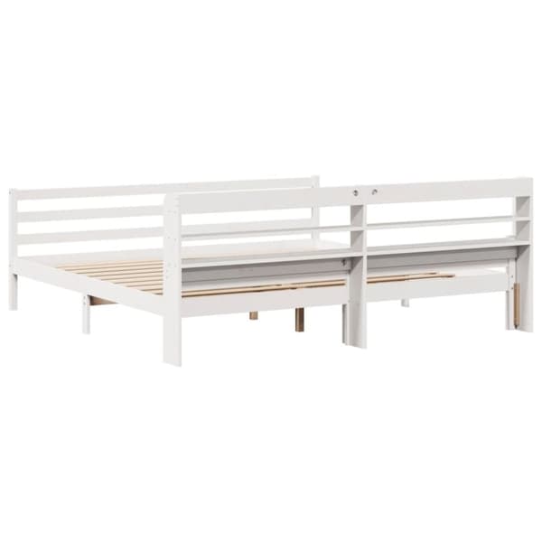 vidaXL Sengeramme med hodegavl hvit 200x200 cm heltre furu