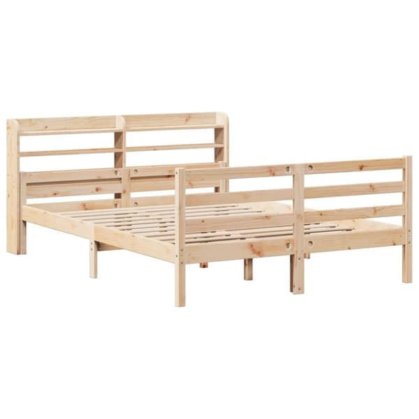 vidaXL sengeramme med sengegavl 135x190 cm massivt fyrretræ hvid