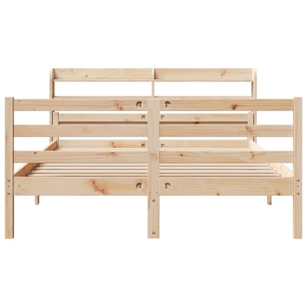 vidaXL sengeramme med sengegavl 135x190 cm massivt fyrretræ hvid