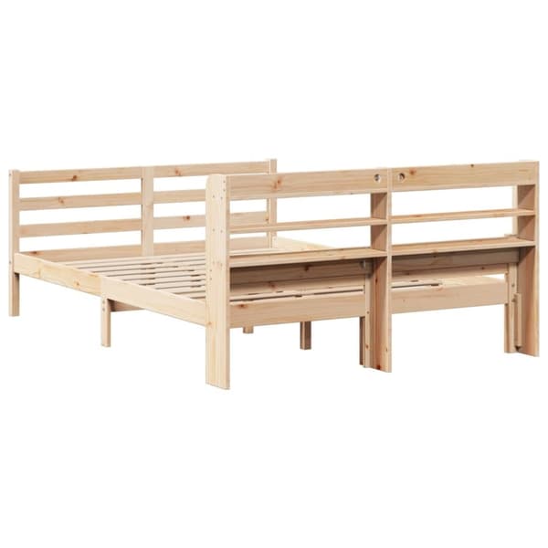 vidaXL sengeramme med sengegavl 135x190 cm massivt fyrretræ hvid