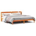 Miniatyrbilde 3 av 11: vidaXL Sengeramme med hodegavl voksbrun 200x200 cm heltre furu