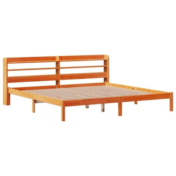 vidaXL Sengeramme med hodegavl voksbrun 200x200 cm heltre furu
