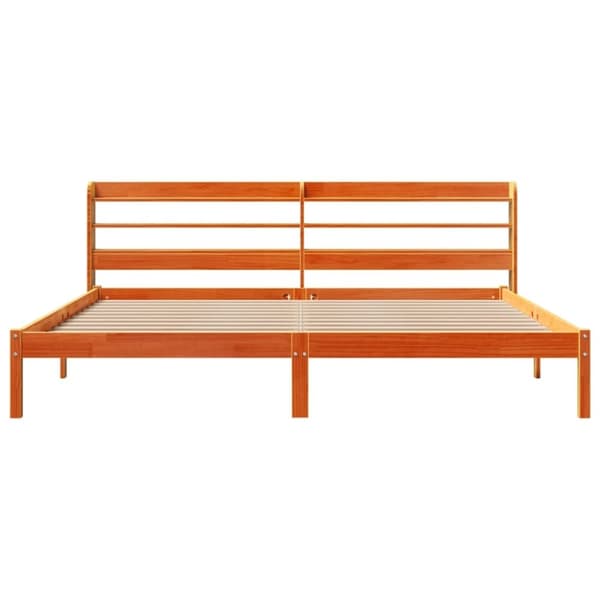 vidaXL Sengeramme med hodegavl voksbrun 200x200 cm heltre furu