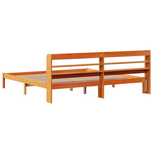 vidaXL Sengeramme med hodegavl voksbrun 200x200 cm heltre furu
