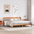 Miniatyrbilde 2 av 11: vidaXL Sengeramme med hodegavl voksbrun 200x200 cm heltre furu