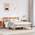 Miniatyrbilde 2 av 11: vidaXL Sengeramme med hodegavl voksbrun 160x200 cm heltre furu