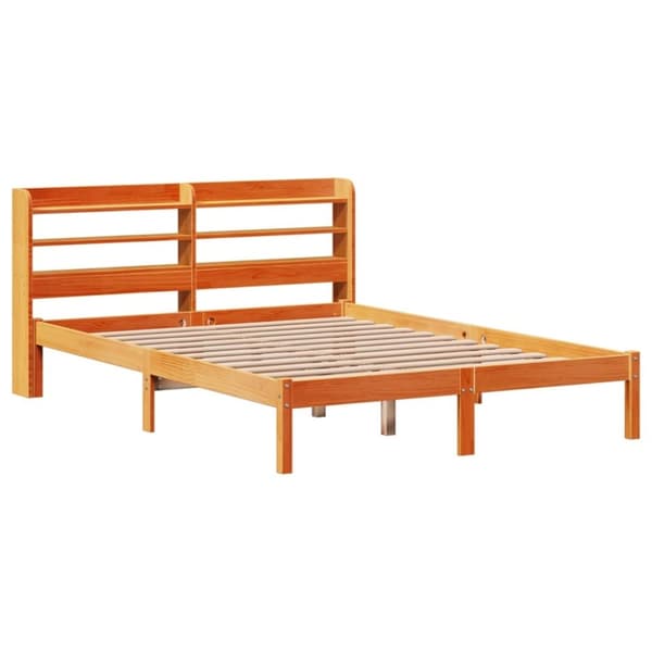 vidaXL Sengeramme med hodegavl voksbrun 135x190 cm heltre furu