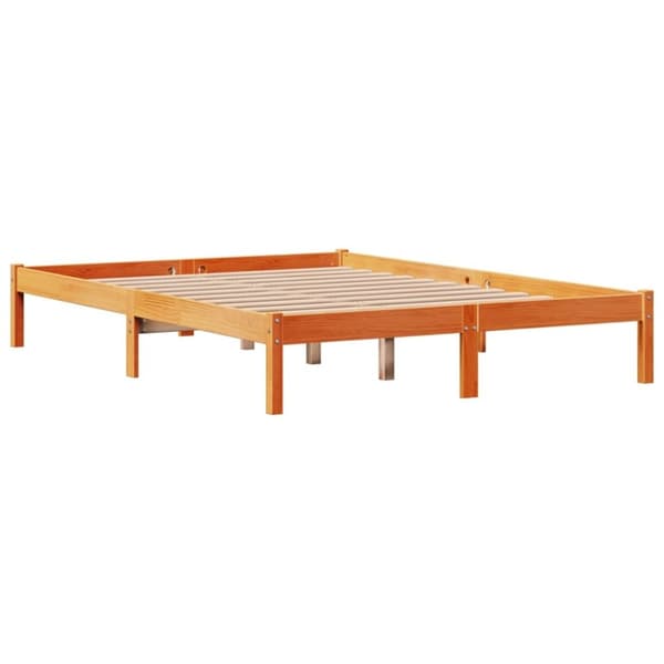 vidaXL Sengeramme med hodegavl voksbrun 135x190 cm heltre furu
